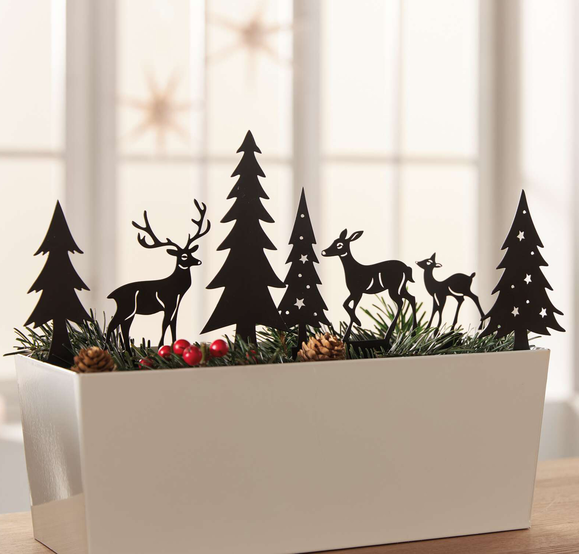 Acheter Lot de 7 pics "famille de cerfs"  dans la boutique en ligne de Frank Flechtwaren