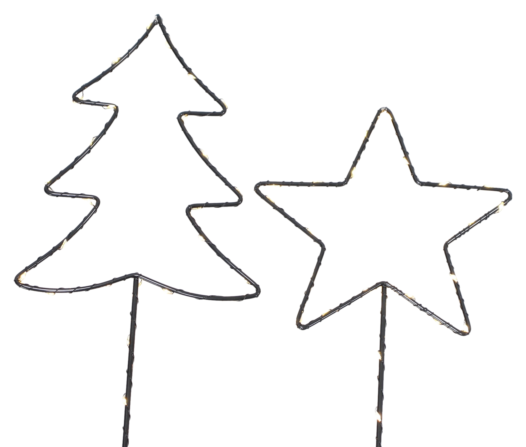 Acheter Lot de 2 pics LED "sapin &amp; étoile"  dans la boutique en ligne de Frank Flechtwaren pour Confettis de table et piques