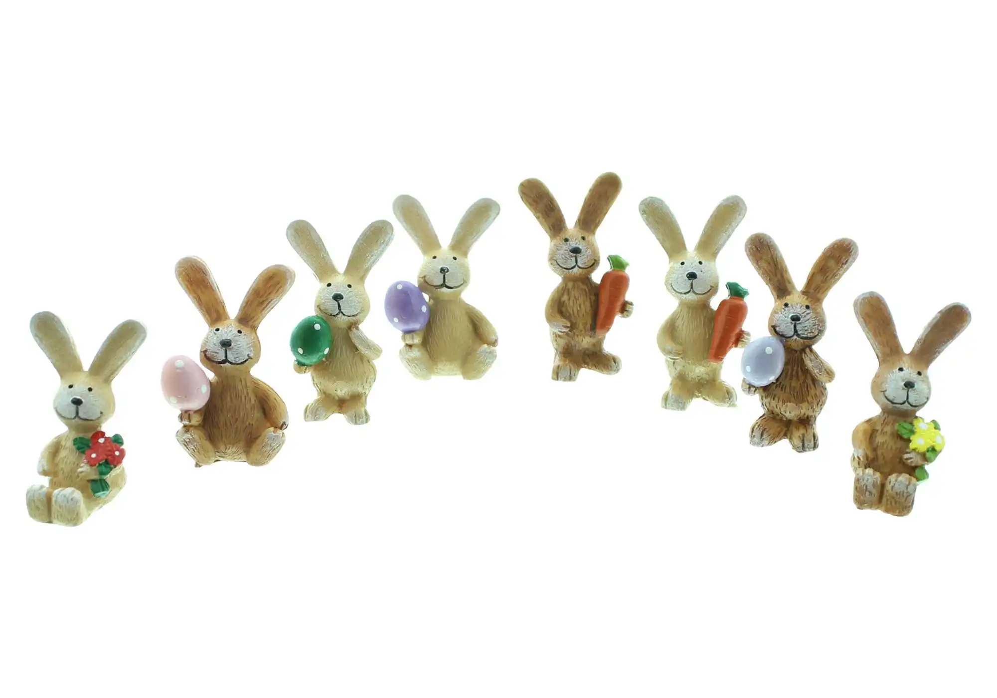 Acheter Lot de 8 petites figurines " bande de lapins"  dans la boutique en ligne de Frank Flechtwaren pour Pâques
