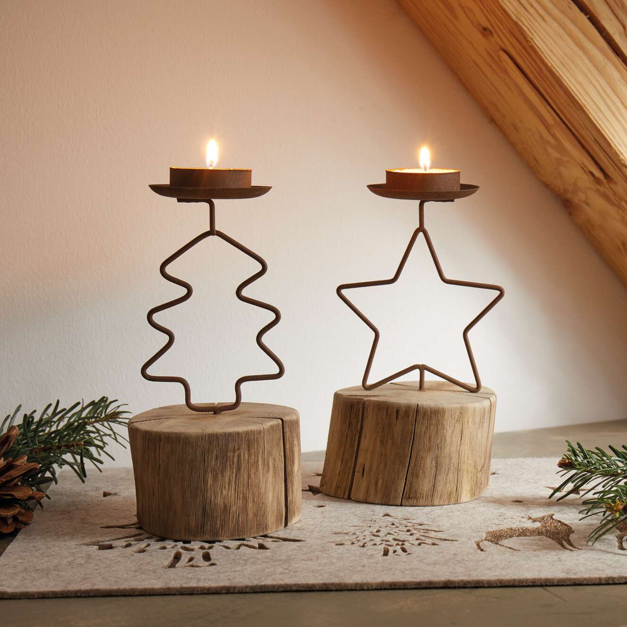 Acheter Lot de 2 bougeoirs "Noël"  dans la boutique en ligne de Frank Flechtwaren