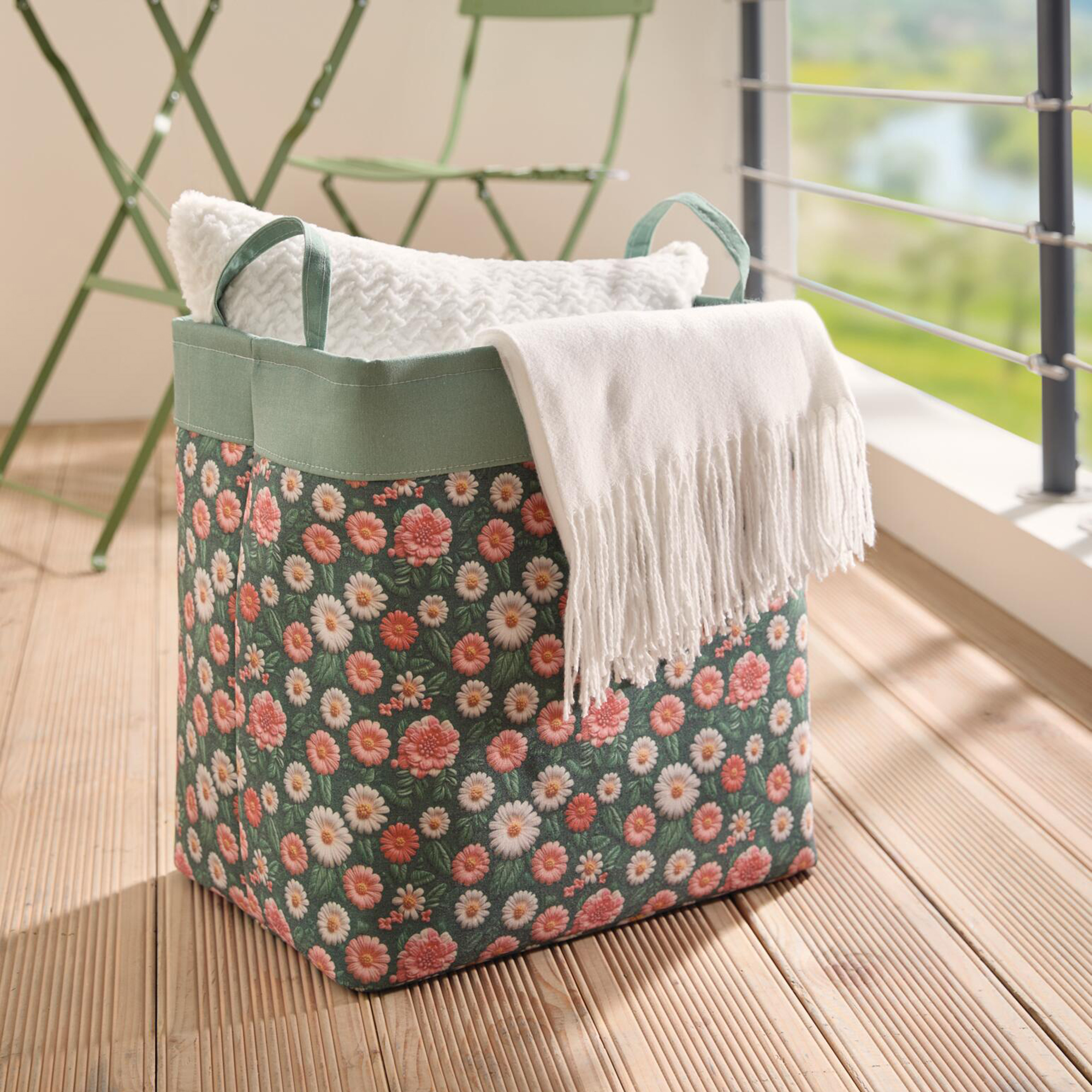 Acheter Panier en tissu "Fleurs", GM  dans la boutique en ligne de Frank Flechtwaren pour Nouvel arrivage