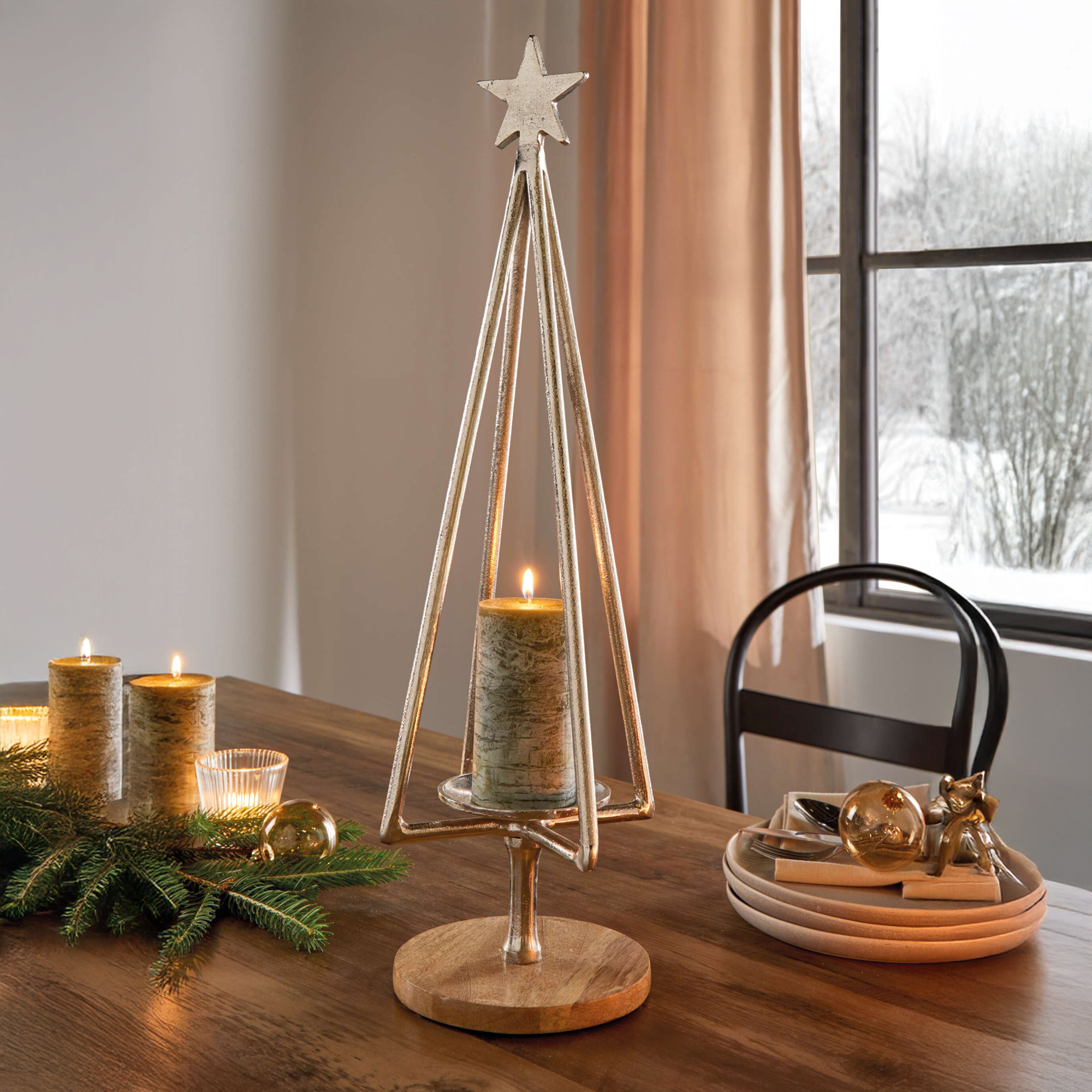 Acheter Bougeoir "sapin argenté"  dans la boutique en ligne de Frank Flechtwaren pour Sapins