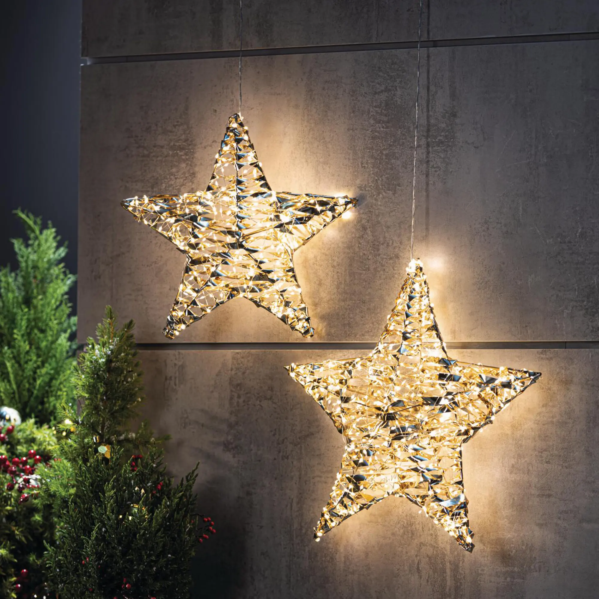 Acheter Étoile LED « Golden », 2 lot de Set dans la boutique en ligne de Frank Flechtwaren