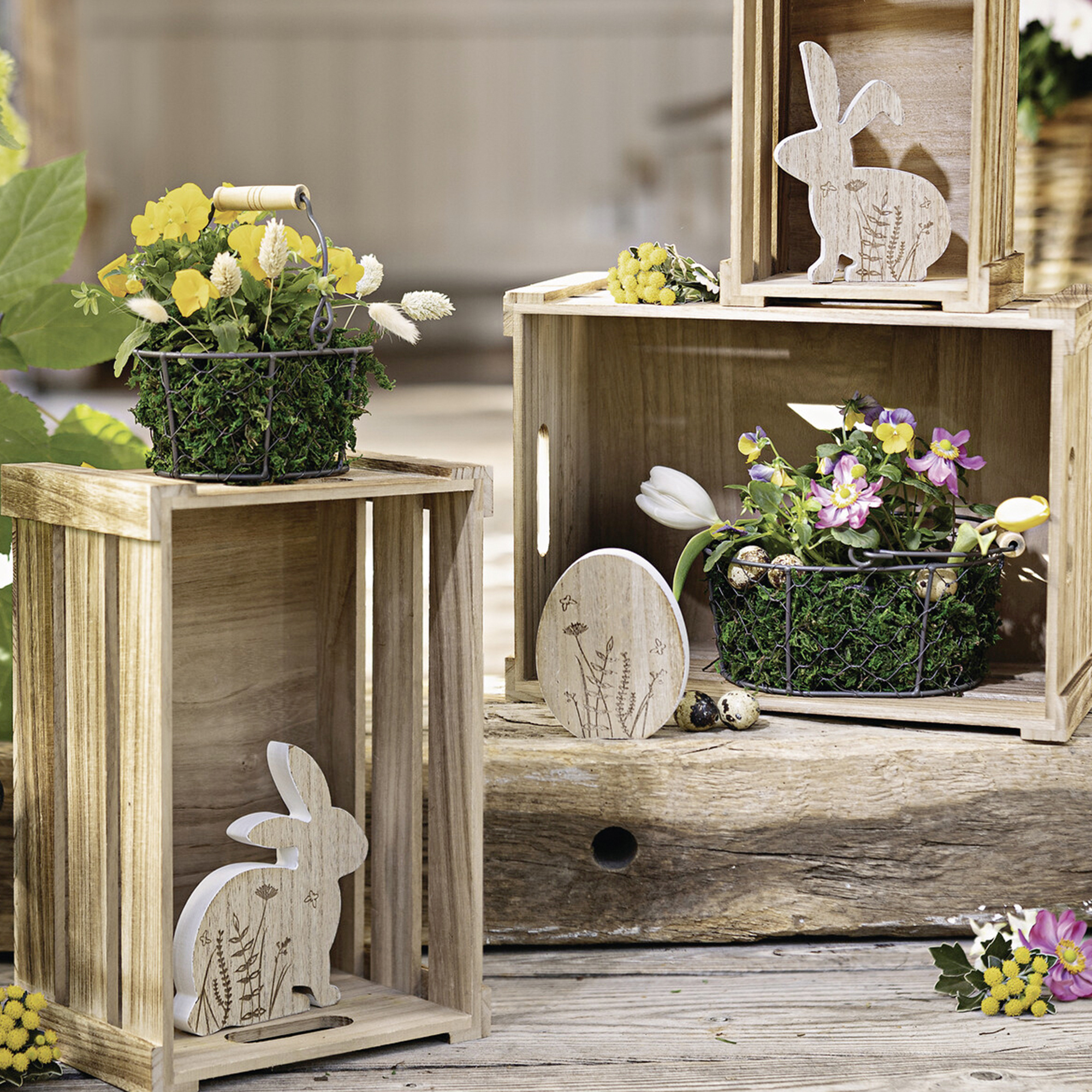 Acheter Lot de 3 décorations de Pâques "lapin et oeuf"  dans la boutique en ligne de Frank Flechtwaren pour Pâques