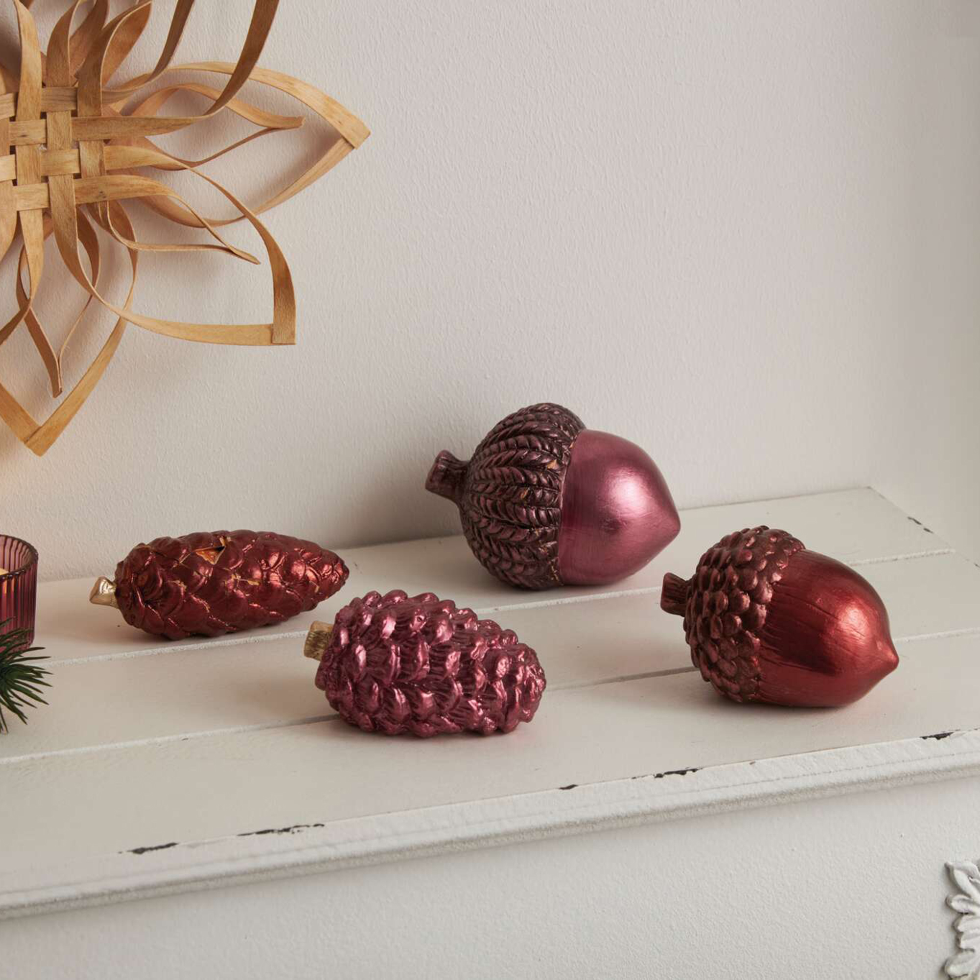 Acheter Lot de 4 décos de Noël "mauve"  dans la boutique en ligne de Frank Flechtwaren