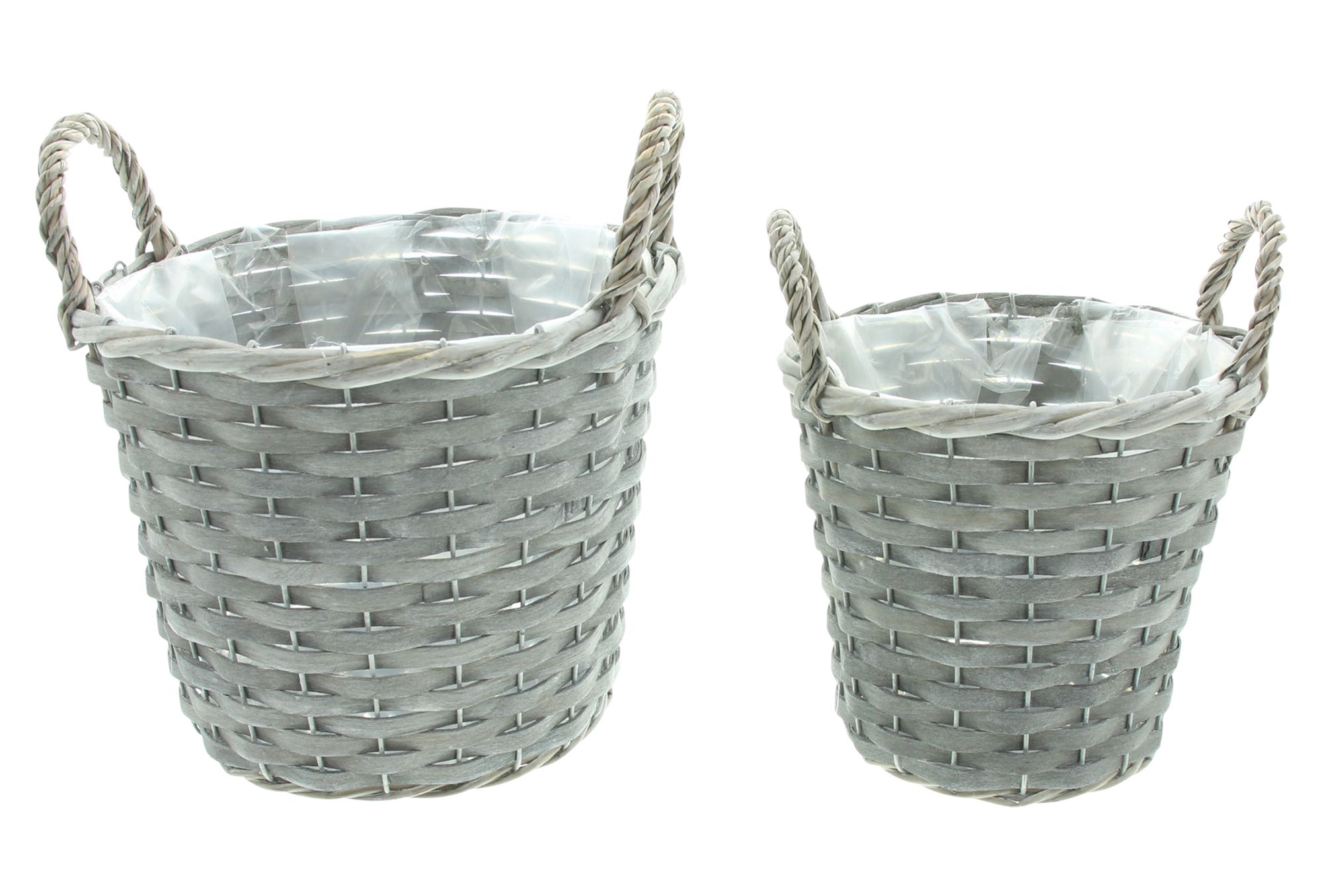 Acheter Lot de 2 corbeilles à plantes "cérusé gris"  dans la boutique en ligne de Frank Flechtwaren pour Noël