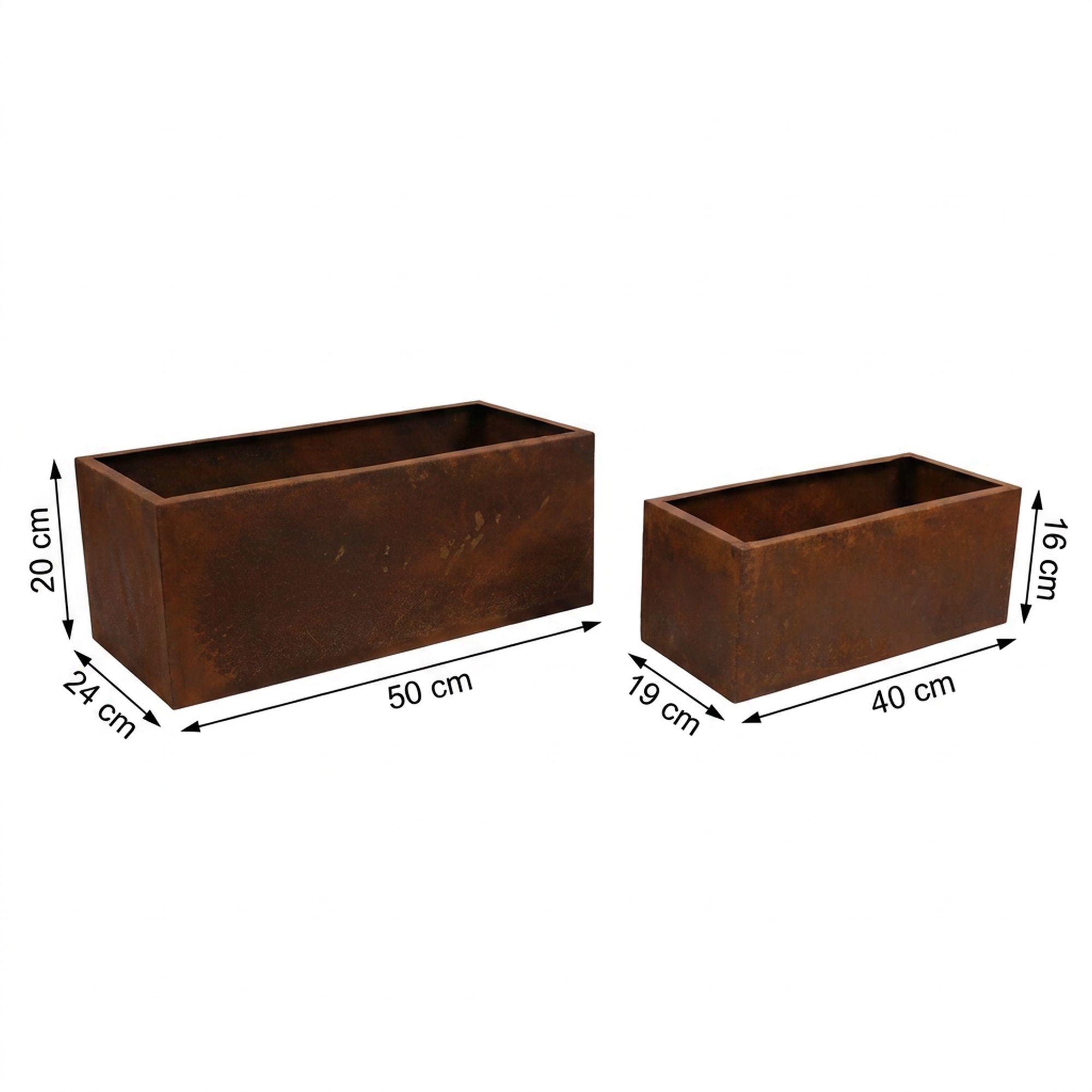 Acheter Lot de 2 jardinières "rouille"  dans la boutique en ligne de Frank Flechtwaren pour Pots de fleurs