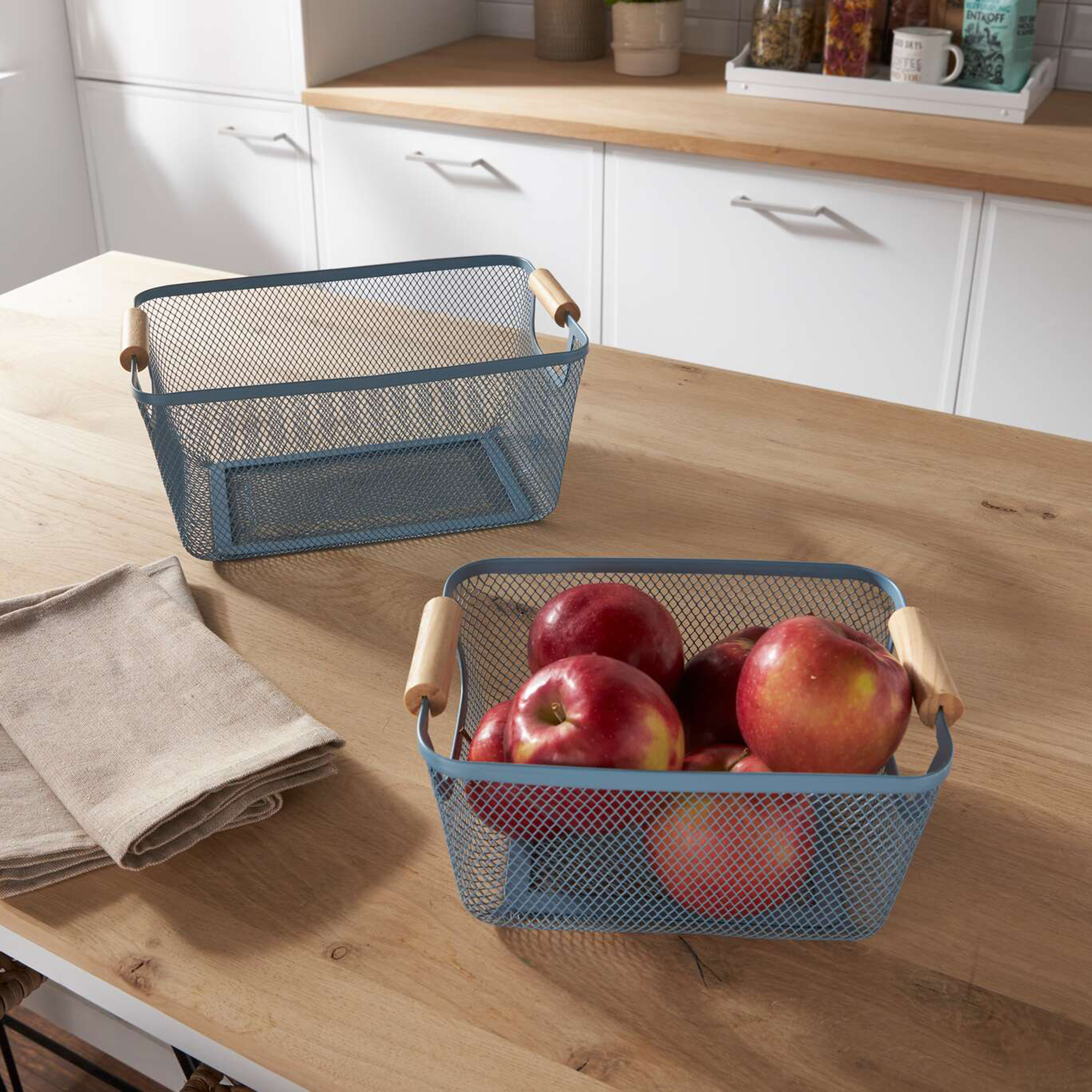 Acheter Lot de 2 corbeilles de rangement "Smoke Blue"  dans la boutique en ligne de Frank Flechtwaren