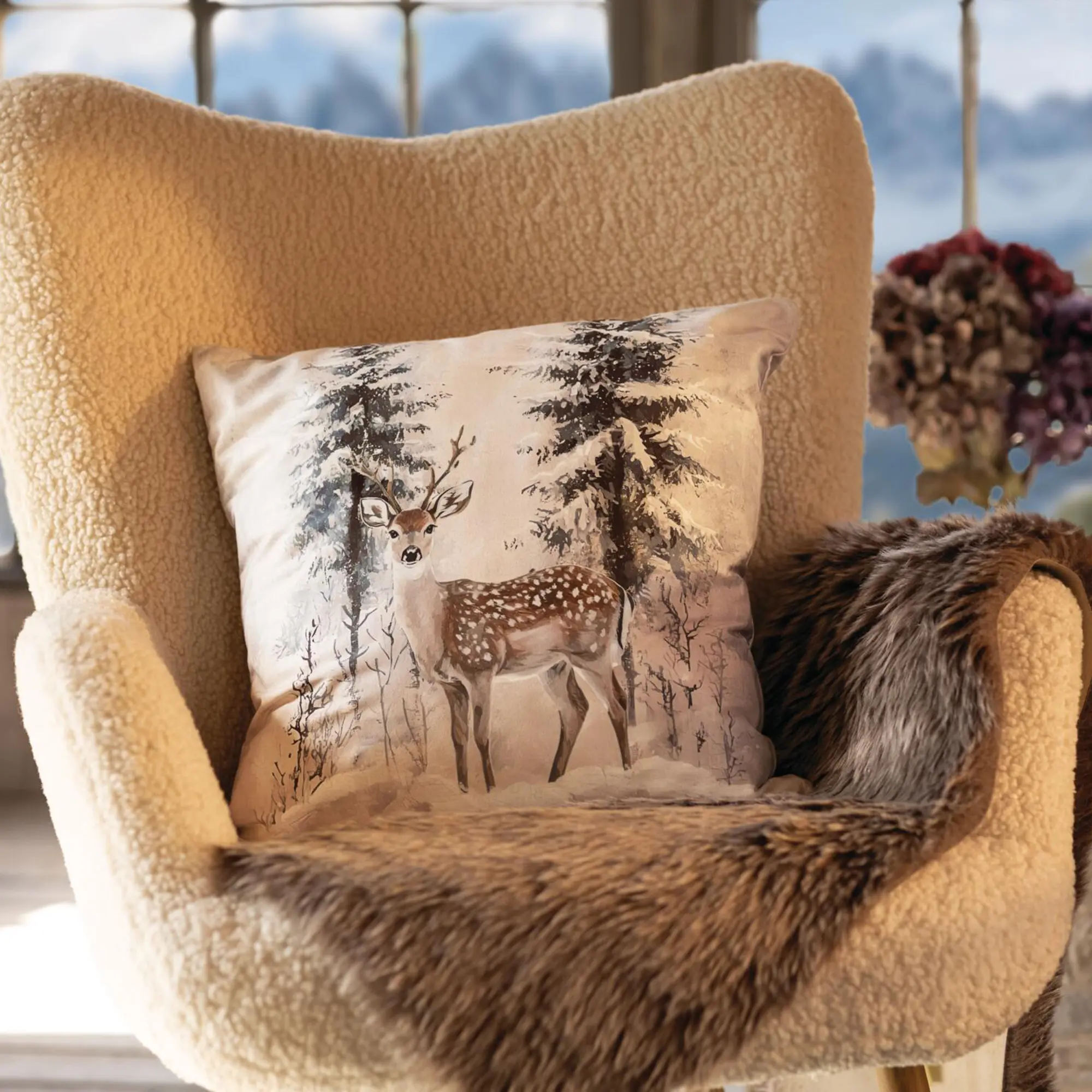 Acheter Housse de coussin « Cerf d'hiver »  dans la boutique en ligne de Frank Flechtwaren