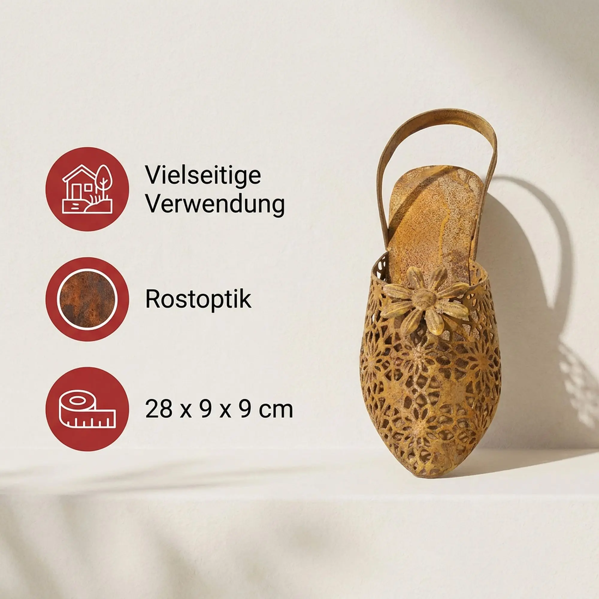 Acheter Chaussure décorative "Flowers"  dans la boutique en ligne de Frank Flechtwaren pour Décoration rouille pour votre jardin