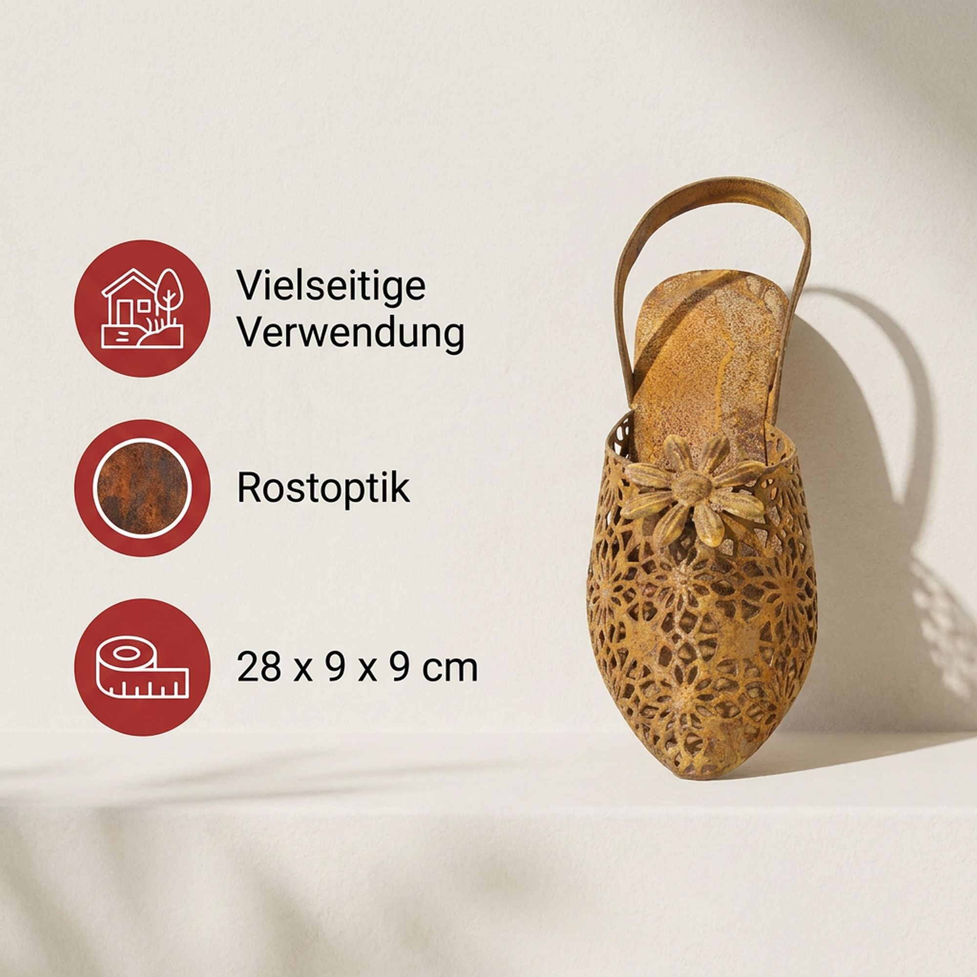 Acheter Chaussure décorative "Flowers"  dans la boutique en ligne de Frank Flechtwaren pour Décoration rouille pour votre jardin