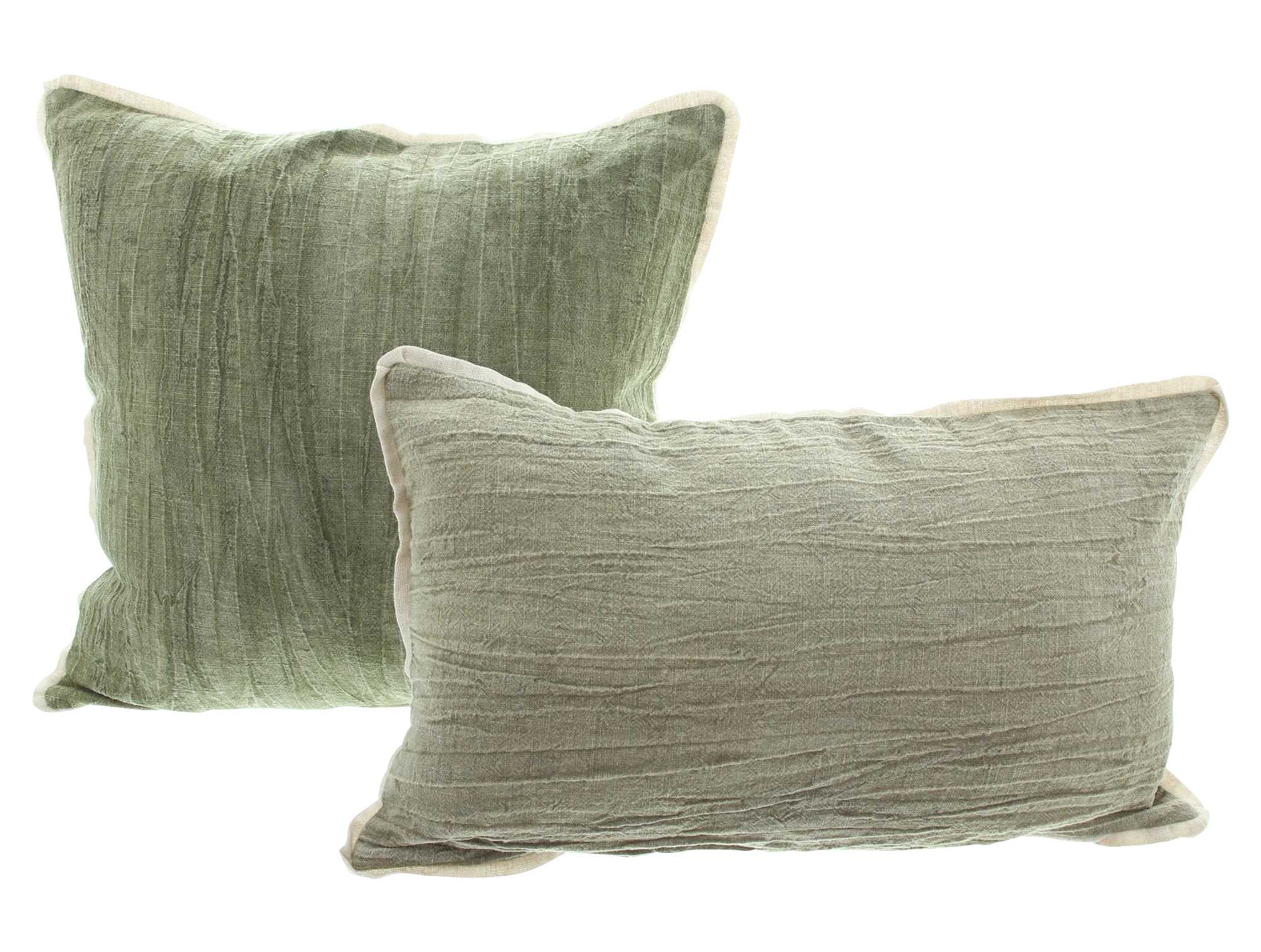 Acheter Lot de 2 housses de coussin "vert &amp; gris"  dans la boutique en ligne de Frank Flechtwaren pour Remplissages