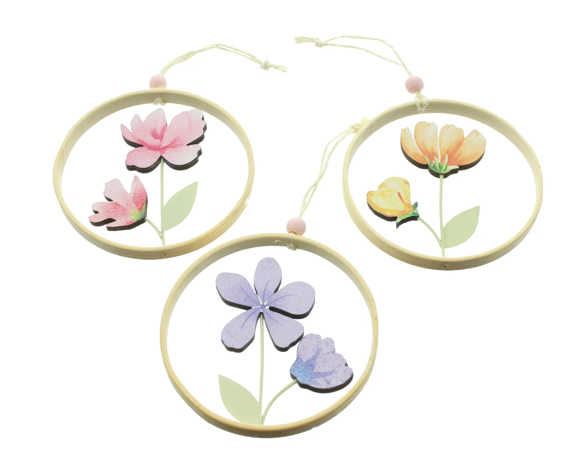 Acheter Lot de 3 suspensions "fleurs de printemps"  dans la boutique en ligne de Frank Flechtwaren pour Suspensions décoratives