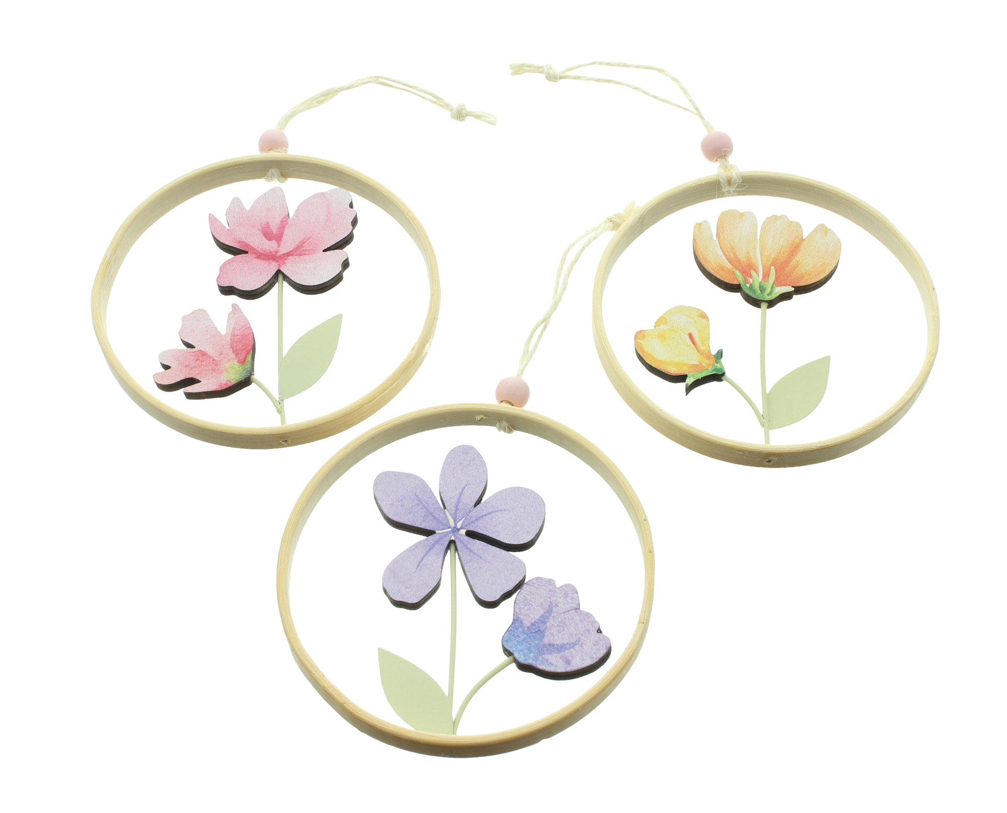 Acheter Lot de 3 suspensions "fleurs de printemps"  dans la boutique en ligne de Frank Flechtwaren pour Suspensions décoratives