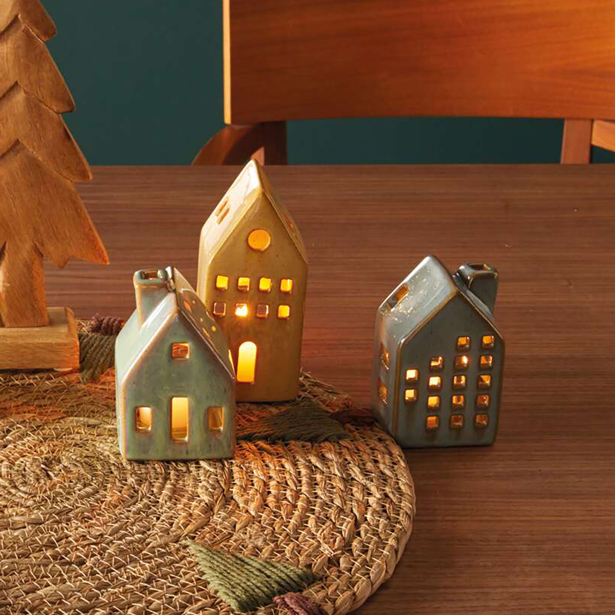 Acheter Lot de 3 photophores "maisons"  dans la boutique en ligne de Frank Flechtwaren