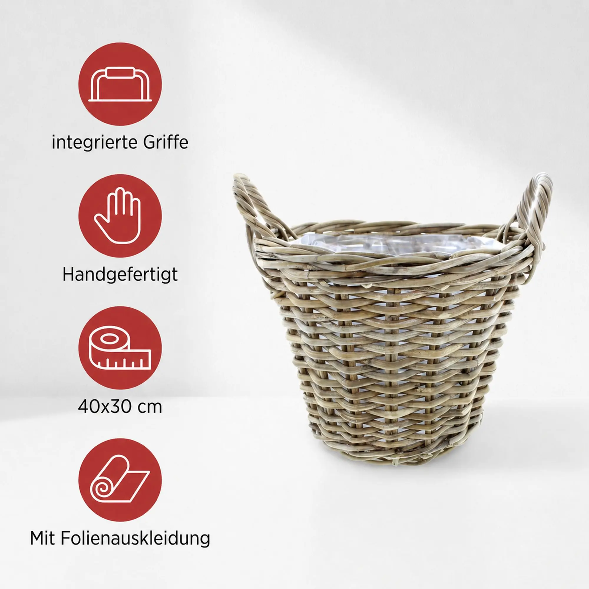Acheter Panier à plantes "rotin", GM  dans la boutique en ligne de Frank Flechtwaren pour Jardinières corbeilles