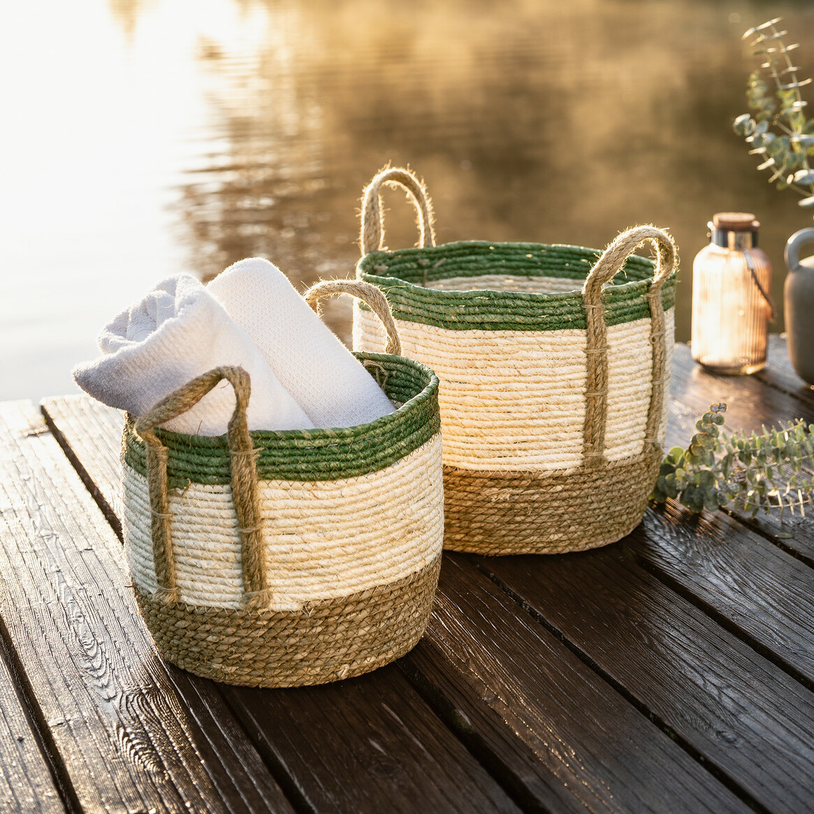 Acheter Lot de 2 corbeilles de rangement "couleurs"  dans la boutique en ligne de Frank Flechtwaren