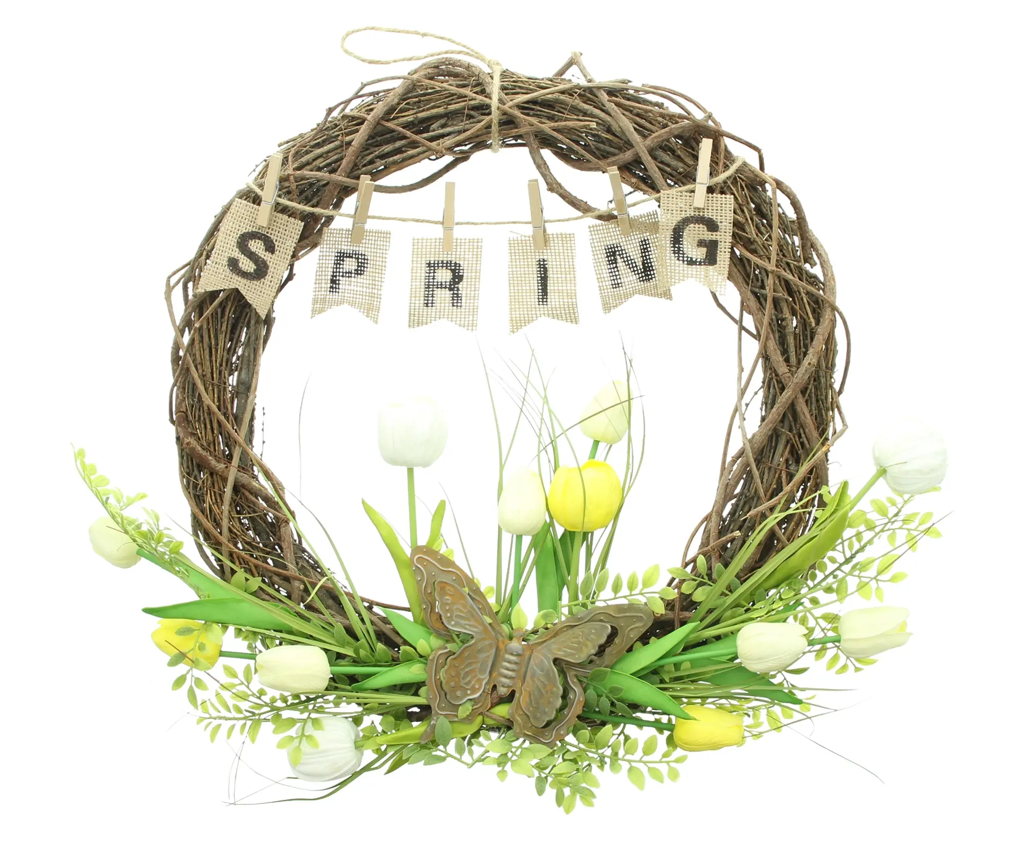 Acheter Couronne "spring"  dans la boutique en ligne de Frank Flechtwaren pour Pâques colorée