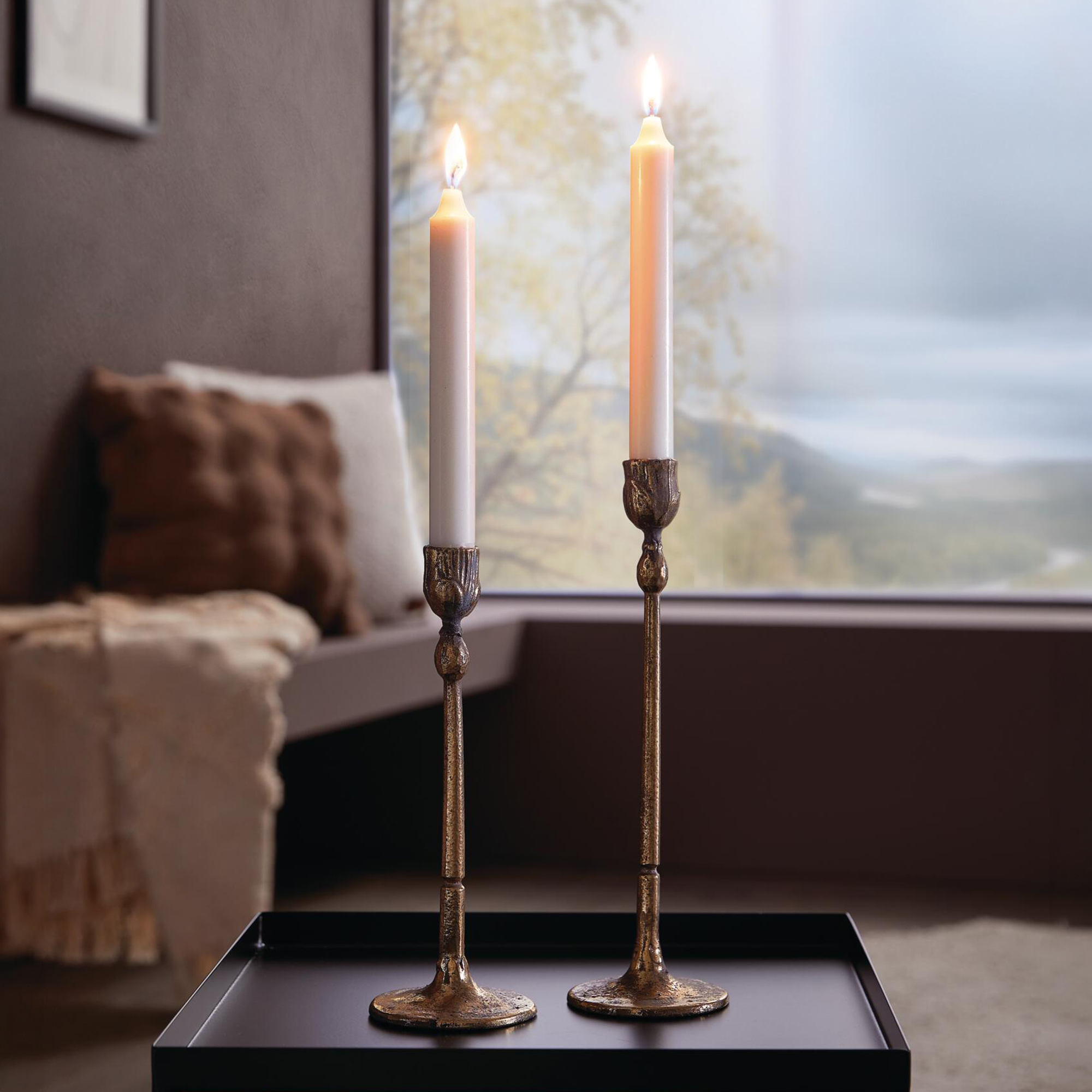 Acheter Lot de 2 bougeoirs "doré"  dans la boutique en ligne de Frank Flechtwaren