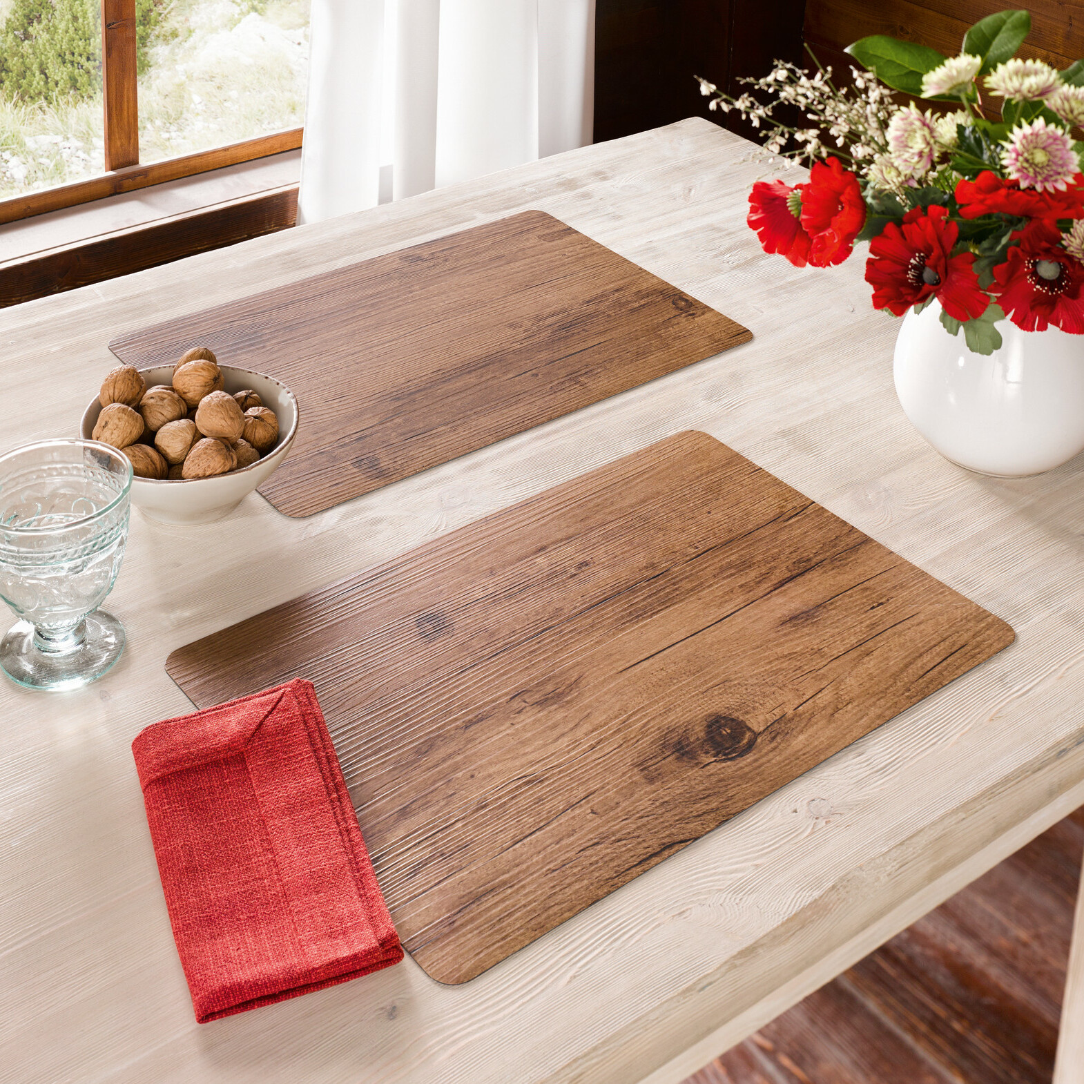 Acheter Lot de 2 sets de table "aspect bois"  dans la boutique en ligne de Frank Flechtwaren