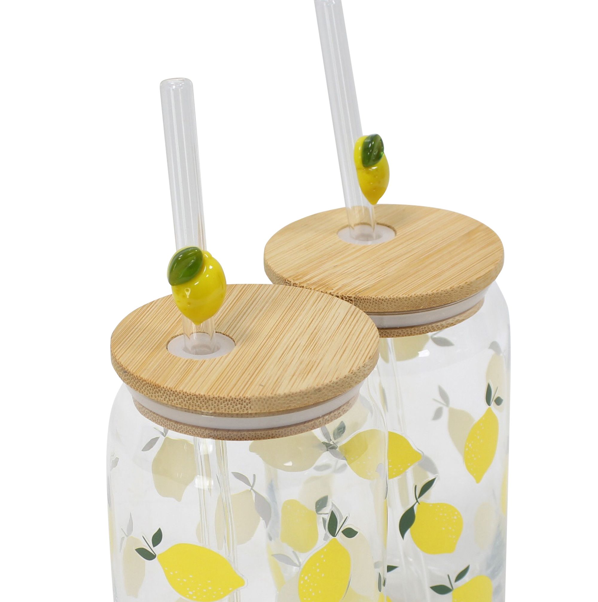 Acheter Lot de 2 verres à boire avec paille "Citron"  dans la boutique en ligne de Frank Flechtwaren pour « hygge » été chez Scandi-Home Un