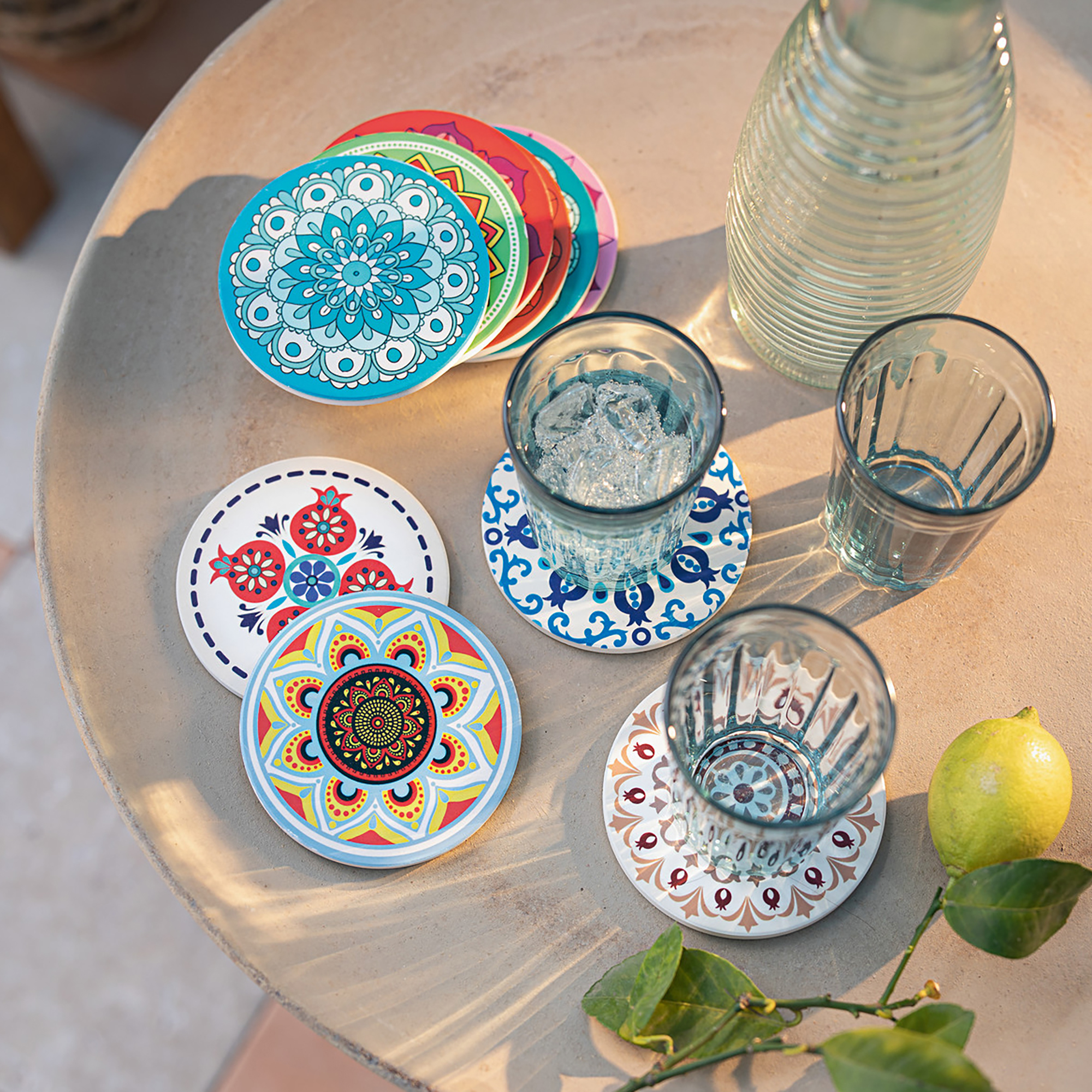 Acheter Lot de 10 dessous de verre "mandala"  dans la boutique en ligne de Frank Flechtwaren