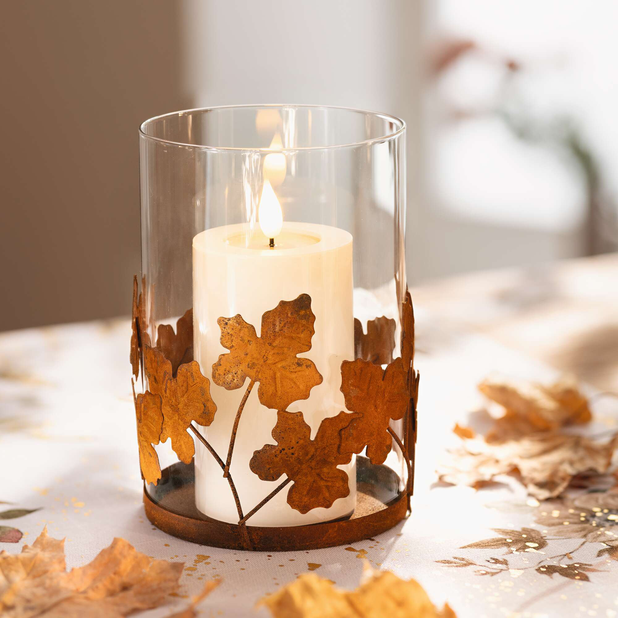 Acheter Photophore "feuille d'automne"  dans la boutique en ligne de Frank Flechtwaren