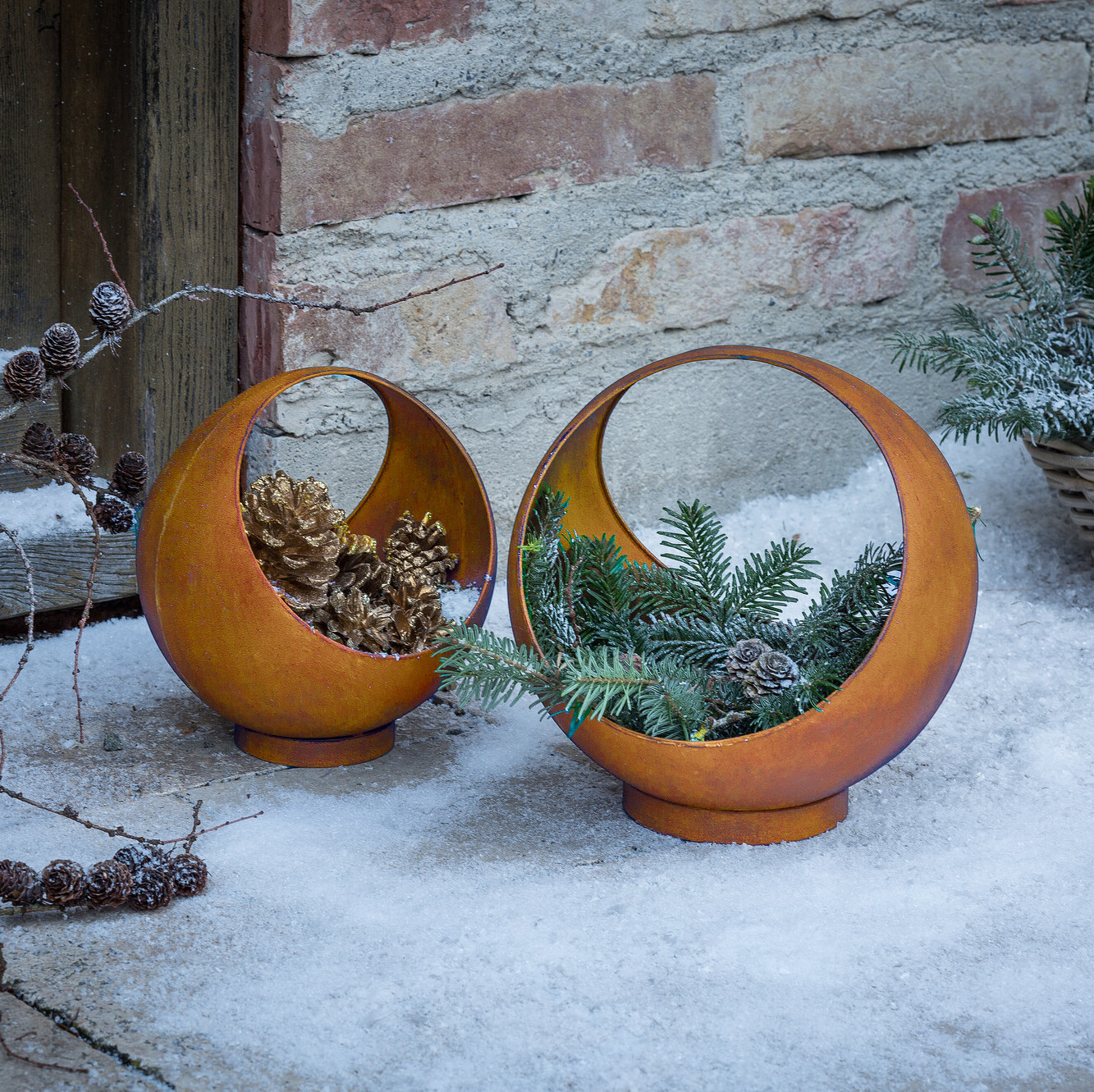 Acheter Lot de 2 boules à plantes "rouille"  dans la boutique en ligne de Frank Flechtwaren