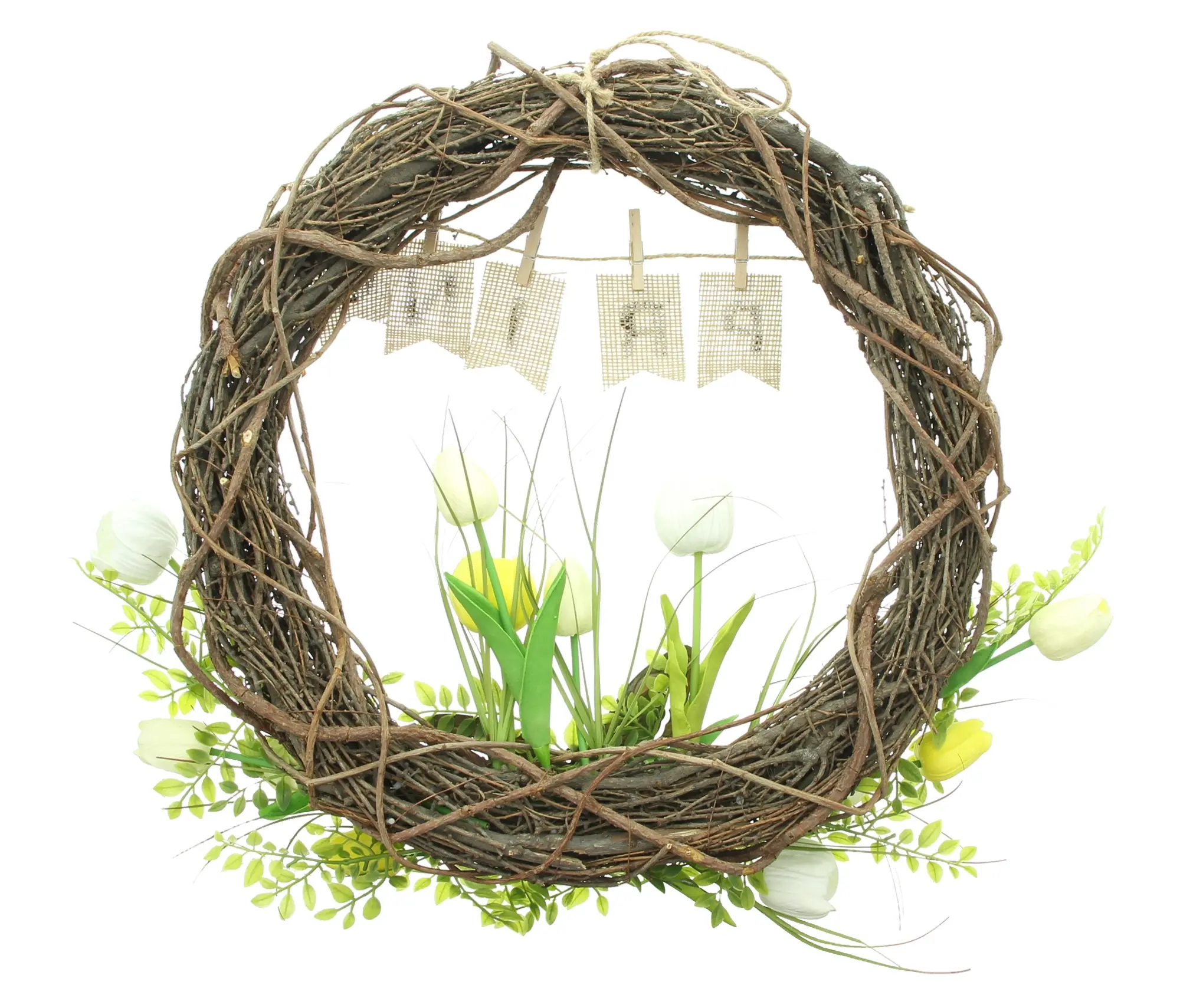 Acheter Couronne "spring"  dans la boutique en ligne de Frank Flechtwaren pour Pâques colorée