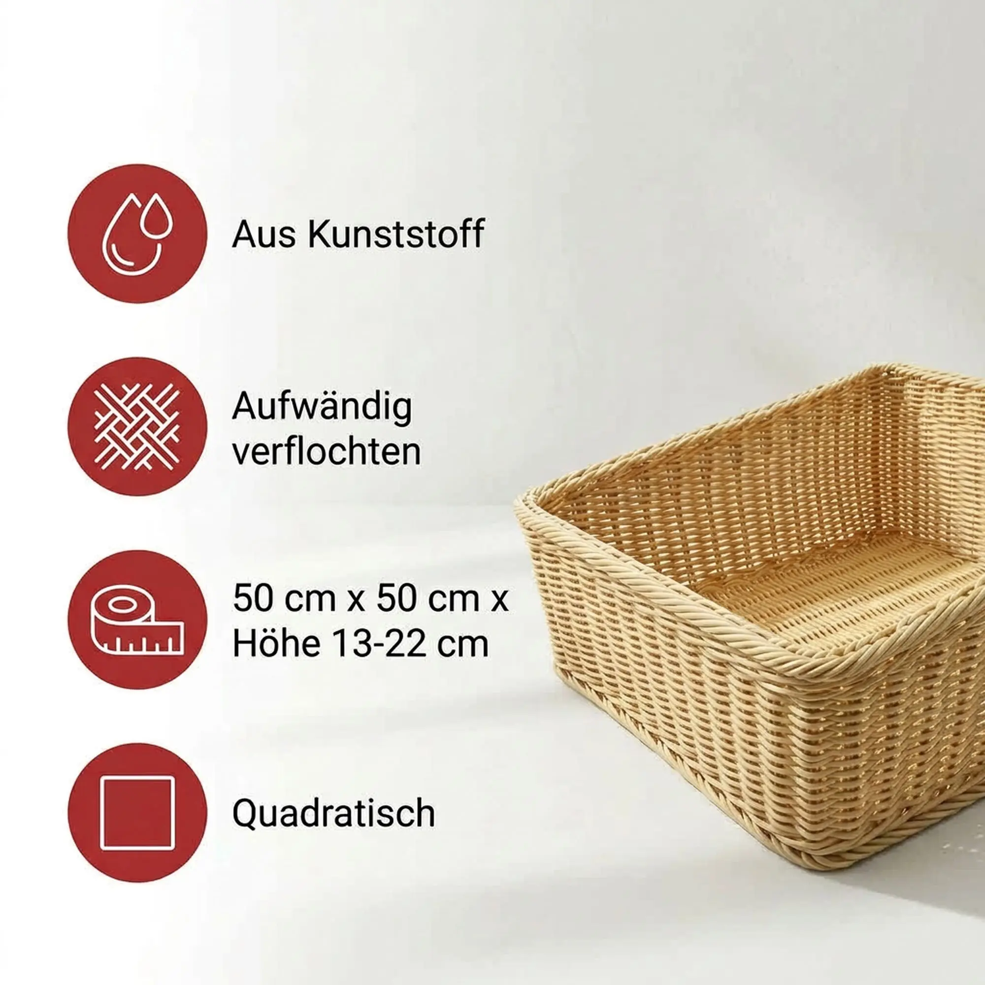 Acheter Panier d'étalage "poly" , 50 x 50 cm  dans la boutique en ligne de Frank Flechtwaren pour Paniers pour étalages et supports