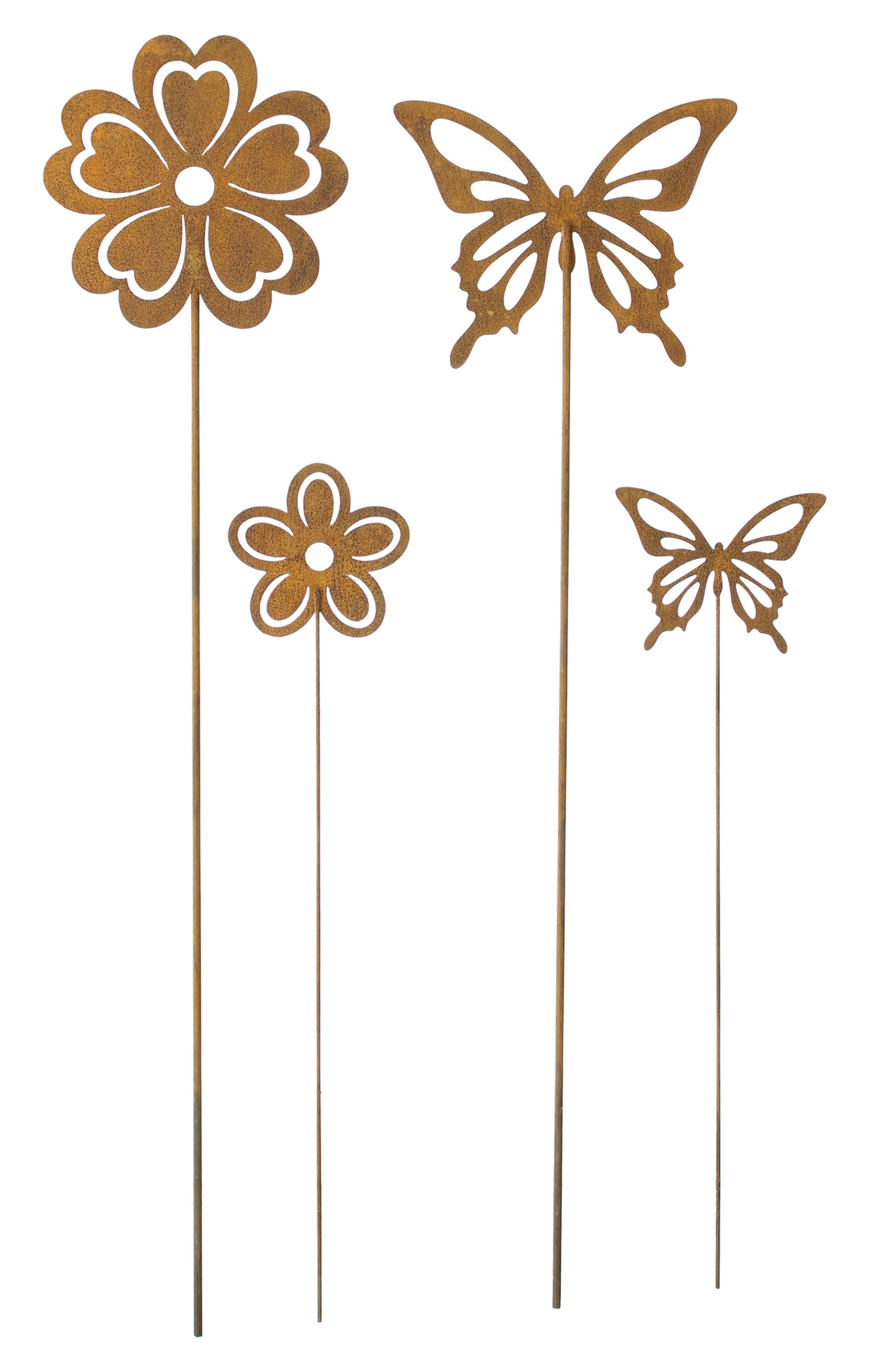 Acheter Lot de 4 pics "fleur &amp; papillon"  dans la boutique en ligne de Frank Flechtwaren pour Pâques