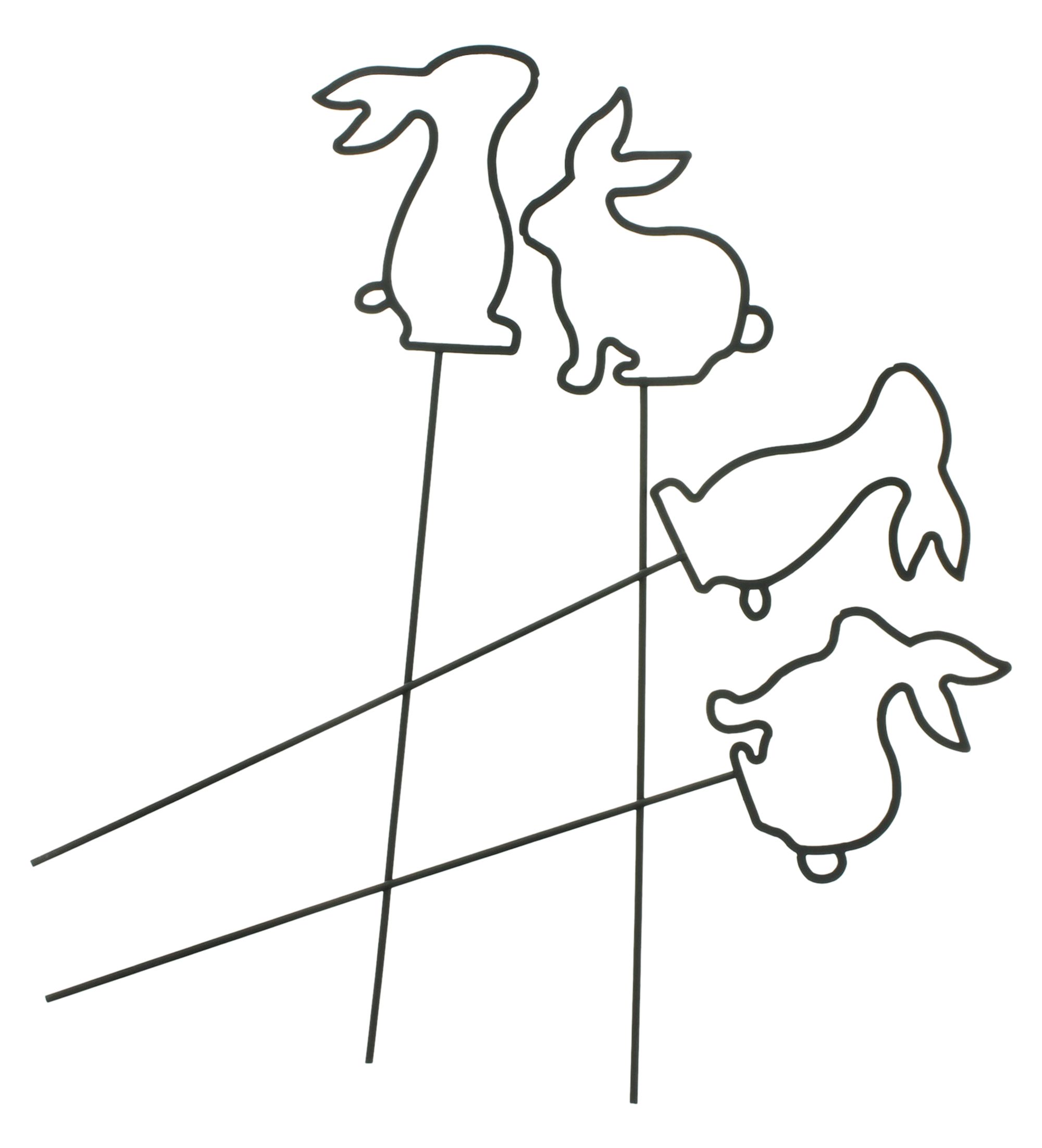 Acheter Lot de 4 pics fleurs "bande de lapins "  dans la boutique en ligne de Frank Flechtwaren pour Idées cadeaux