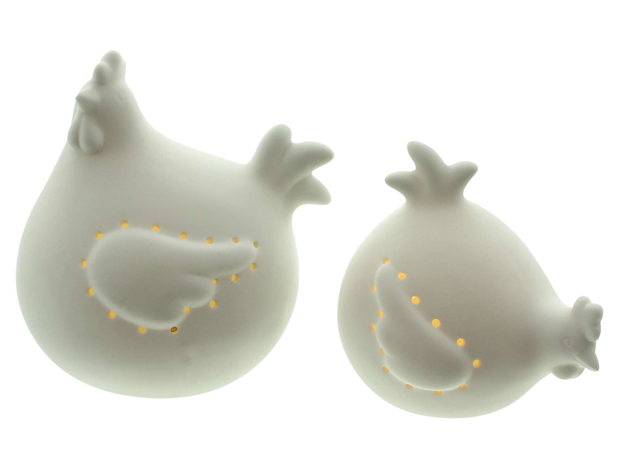 Acheter Lot de 2 poules LED "White"  dans la boutique en ligne de Frank Flechtwaren pour Décorations de table LED