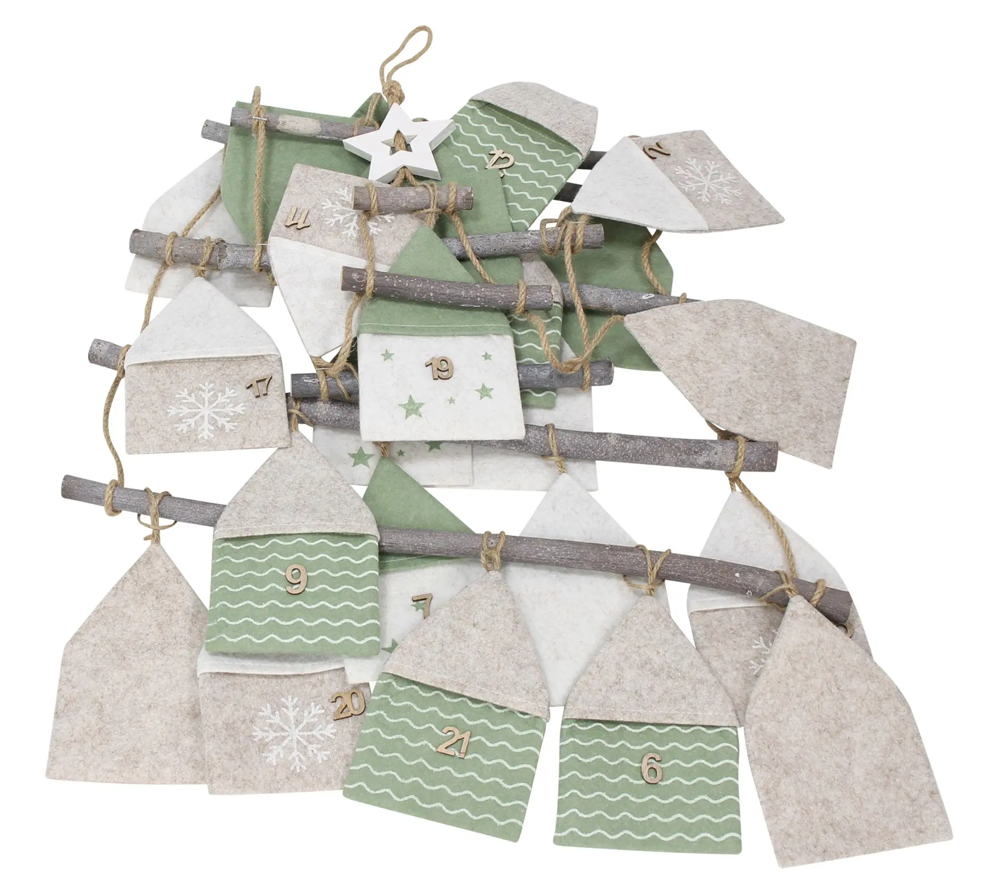 Acheter Calendrier de l'Avent « Maisonnettes », 25 pièces dans la boutique en ligne de Frank Flechtwaren pour Look de fête : menthe &amp; blanc