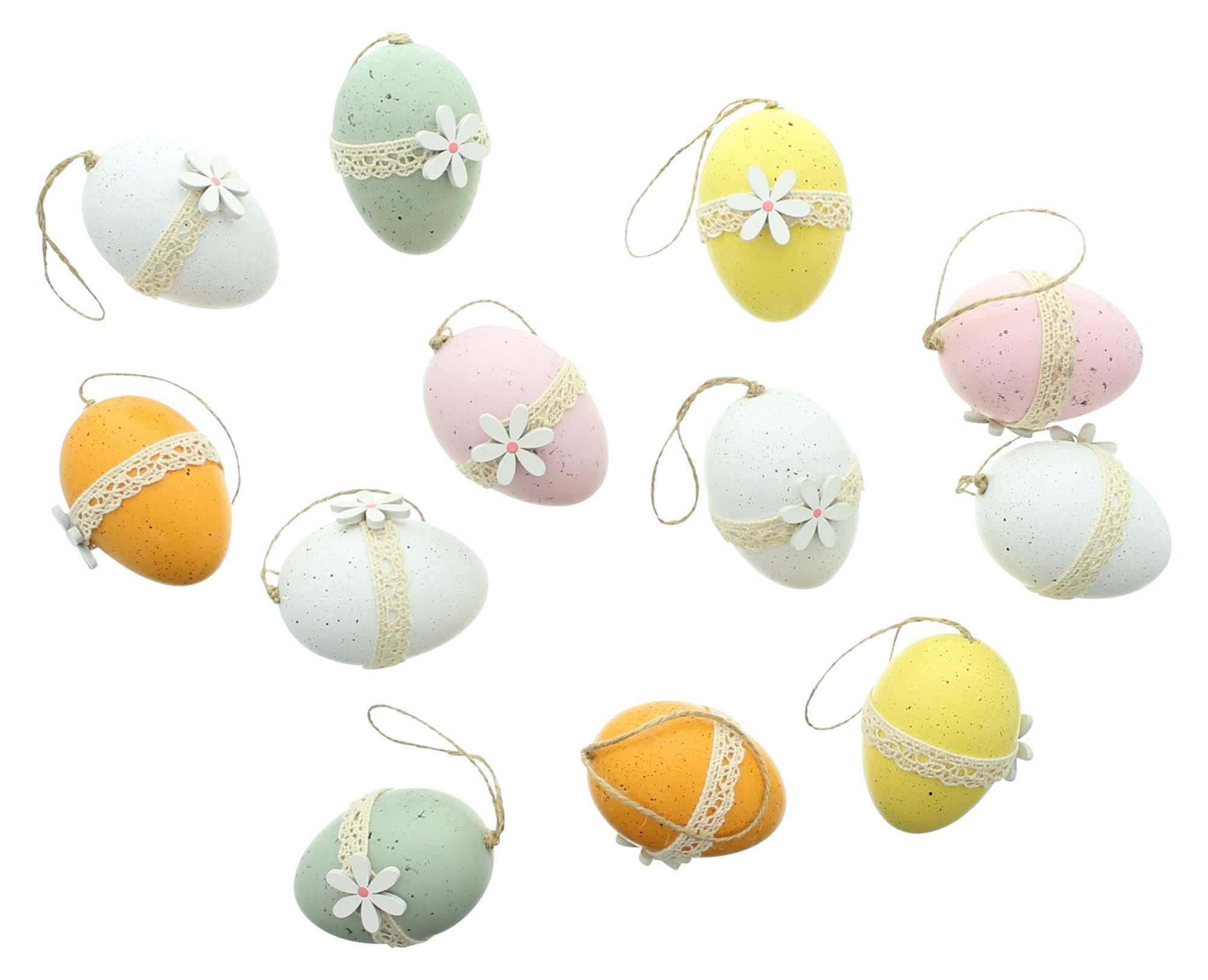 Acheter Lot de 12 oeufs décoratifs "fleur"  dans la boutique en ligne de Frank Flechtwaren pour Pâques