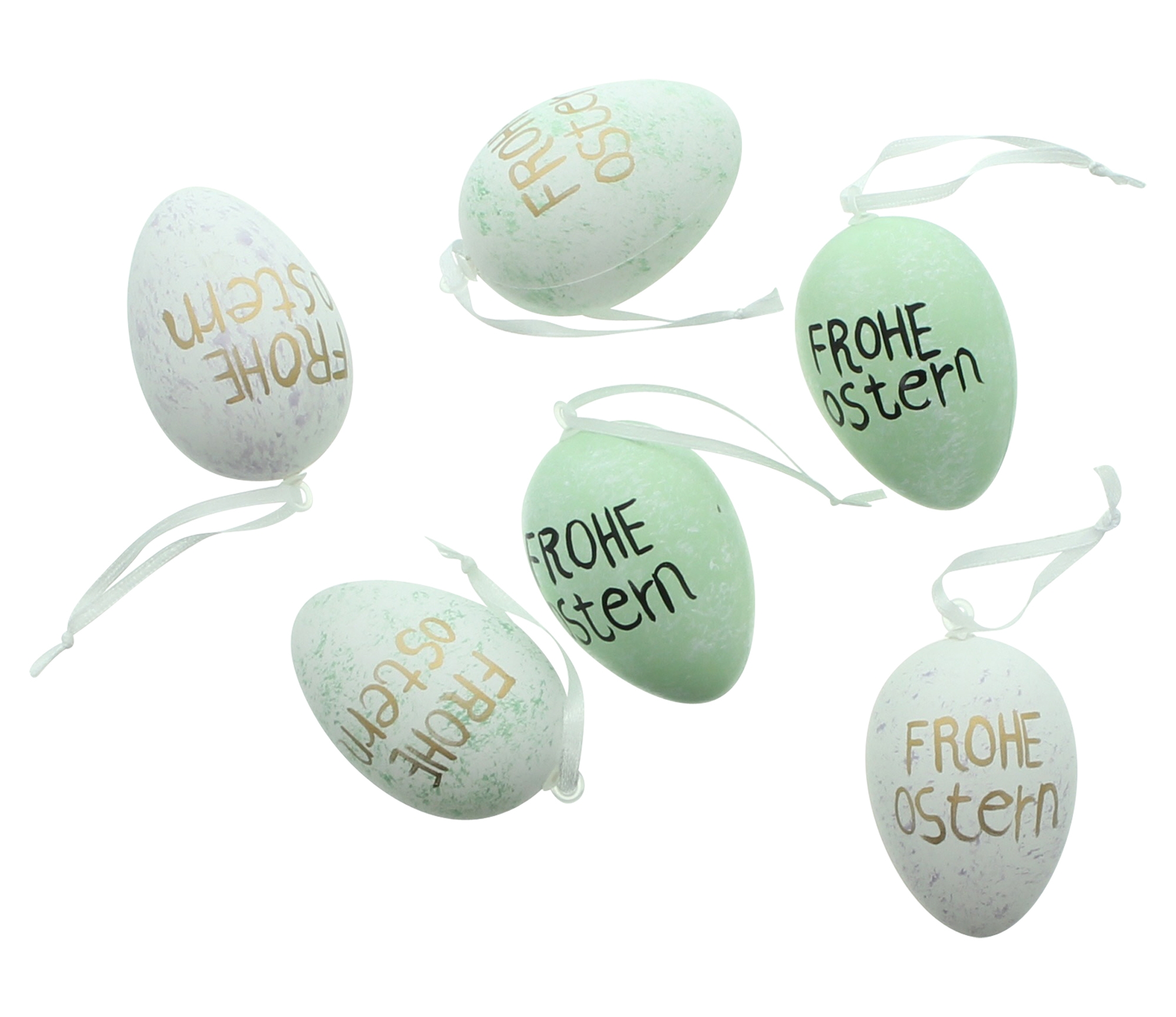 Acheter Lot de 12 oeufs de déco "Frohe Ostern"  dans la boutique en ligne de Frank Flechtwaren pour Oeufs Pâques